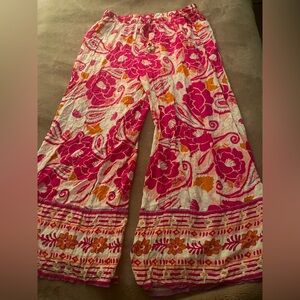Nicole Miller Vibrant Floral Wide Leg Pants